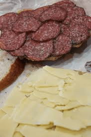 peppered salmi and cheese