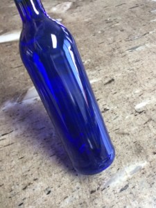 blue wine bottle